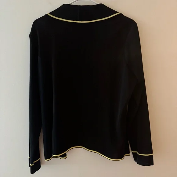 Ming Wang Black and Yellow Blazer with Structured Silhouette - Picture 9 of 10